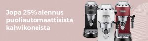 Puoliautomaattiset kahvikoneet jopa -25%