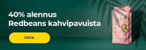 40% alennus Redbeans "Gold Label Organic" kahvipavuista
