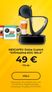 NESCAFÉ® Dolce Gusto® "Infinissima EDG 160.A“ kaffemaskin endast 49
