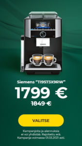 Siemens “TI9573X9RW” kahvikone vain 1799 €