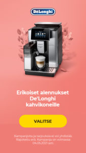 Erikoiset alennukset De'Longhi kahvikoneille