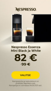 Nespresso Essenza Mini Black ja White vain 82 €