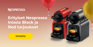 Erityiset Nespresso Nespresso Inissia Black ja Red tarjoukset