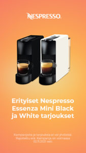 Erityiset Nespresso Essenza Mini Black ja White tarjoukset