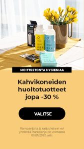 Kahvikoneiden huoltotuotteet jopa -30 %