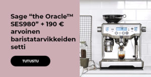 Sage “the Oracle™ SES980” + 190 € avoinen baristatarvikkeiden setti