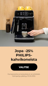 Jopa -25% PHILIPS-kahvikoneista