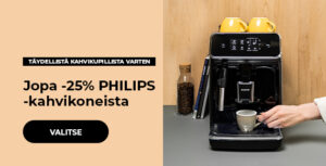 Jopa -25% PHILIPS-kahvikoneista