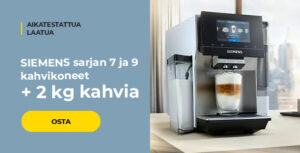 SIEMENS sarjan 7 ja 9 kahvikoneet + 2 kg kahvia