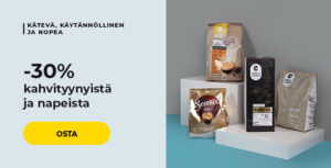-30% kahvityynyistä ja kahvinapeista