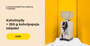 Kahvimylly + 250 g kahvipapuja lahjaksi