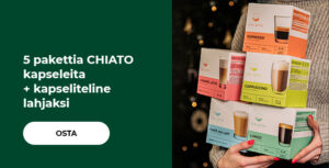 5 CHIATO kapselilaatikkoa + kapseliteline lahjaksi