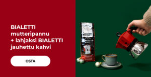 BIALETTI mutteripannu + lahjaksi BIALETTI jauhettu kahvi