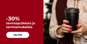 -30% termospulloista ja termosmukeista