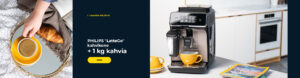 PHILIPS "LatteGo" kahvikone + 1 kg kahvia