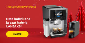 Osta kahvikone ja saat kahvia lahjaksi!