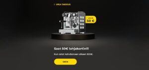 Saat 50€ lahjakortin!!! Kun ostat kahvikoneen alkaen 500€.
