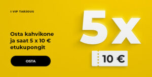 Osta kahvikone ja saat 5 x 10 € etukupongit