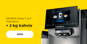 SIEMENS Series 7- ja 9 -kahvikone + 2 kg kahvia