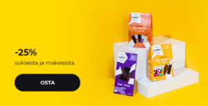 -25 % suklaista ja makeisista