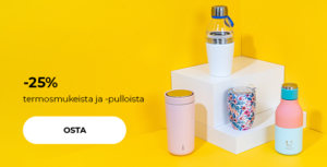 -25 % termosmukeista ja -pulloista