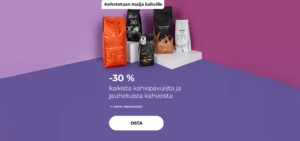 -30 % kaikista kahvipavuista ja jauhetuista kahveista