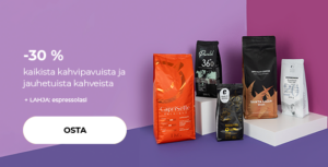-30 % kaikista kahvipavuista ja jauhetuista kahveista