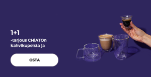 1+1-tarjous CHiATOn kahvikupeista ja -laseista