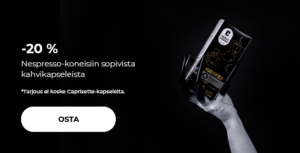-20 % Nespresso-koneisiin sopivista kahvikapseleista