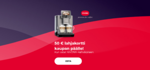 "50 € lahjakortti kaupan päälle! Kun ostat NIVONA -kahvikoneen"