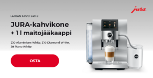 JURA-kahvikone + 1 l maitojääkaappi