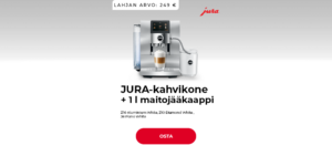JURA-kahvikone + 1 l maitojääkaappi